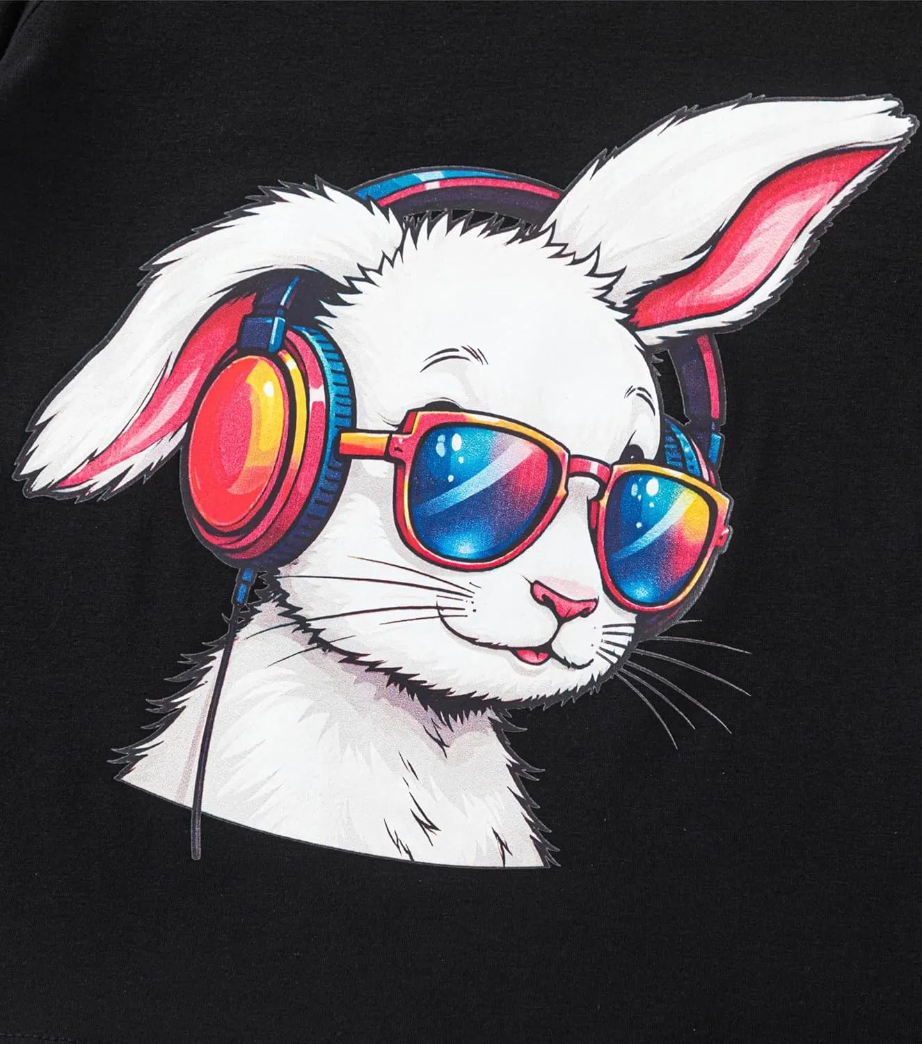 Ainuno Easter Shirts for Boys Girls Summer Short Sleeve Shirts 7-14Y Rabbit Print