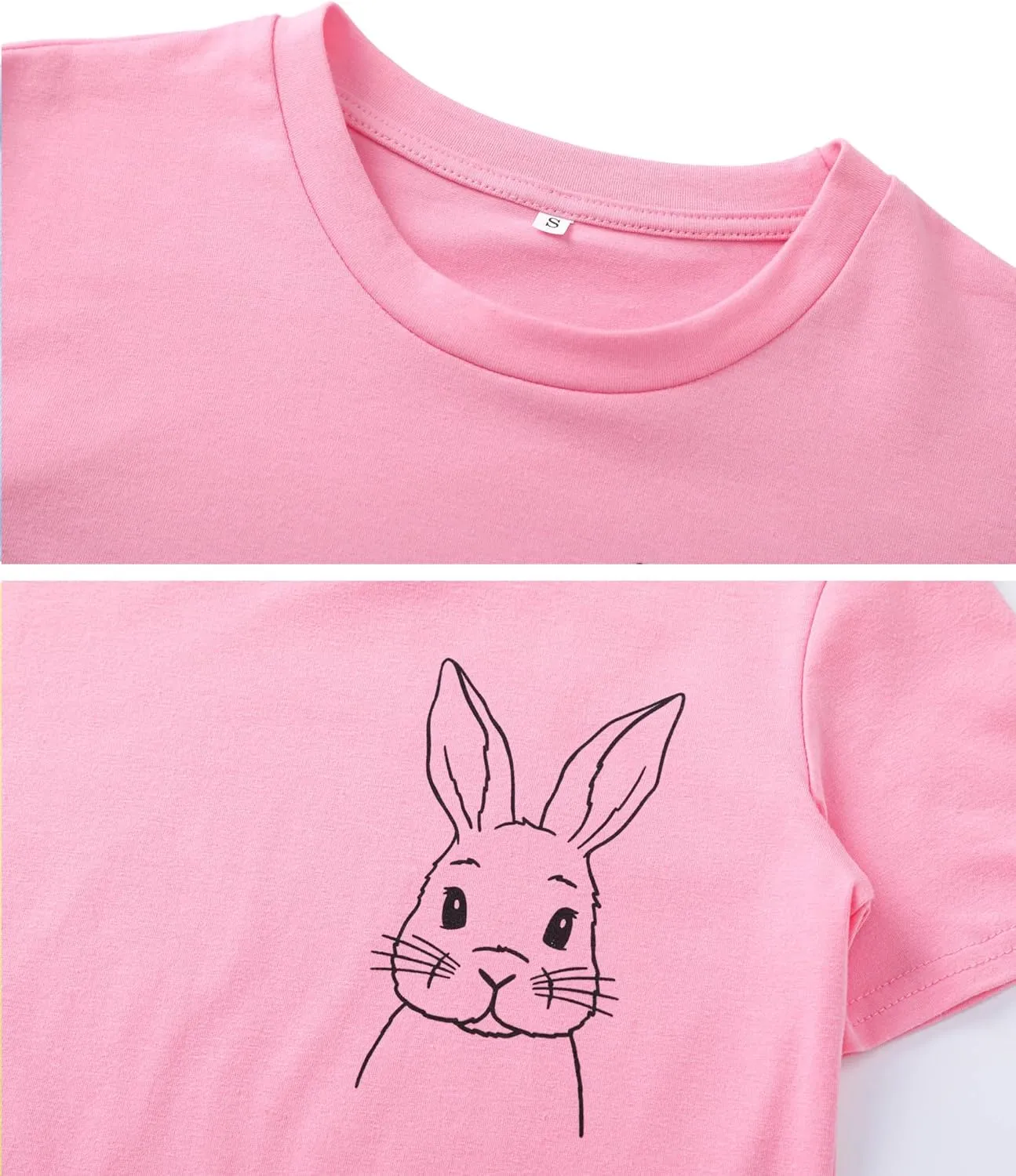 Ainuno Easter Shirts for Boys Girls Summer Short Sleeve Shirts 7-14Y Rabbit Print