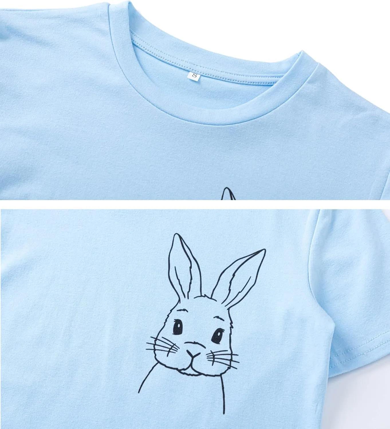 Ainuno Easter Shirts for Boys Girls Summer Short Sleeve Shirts 7-14Y Rabbit Print