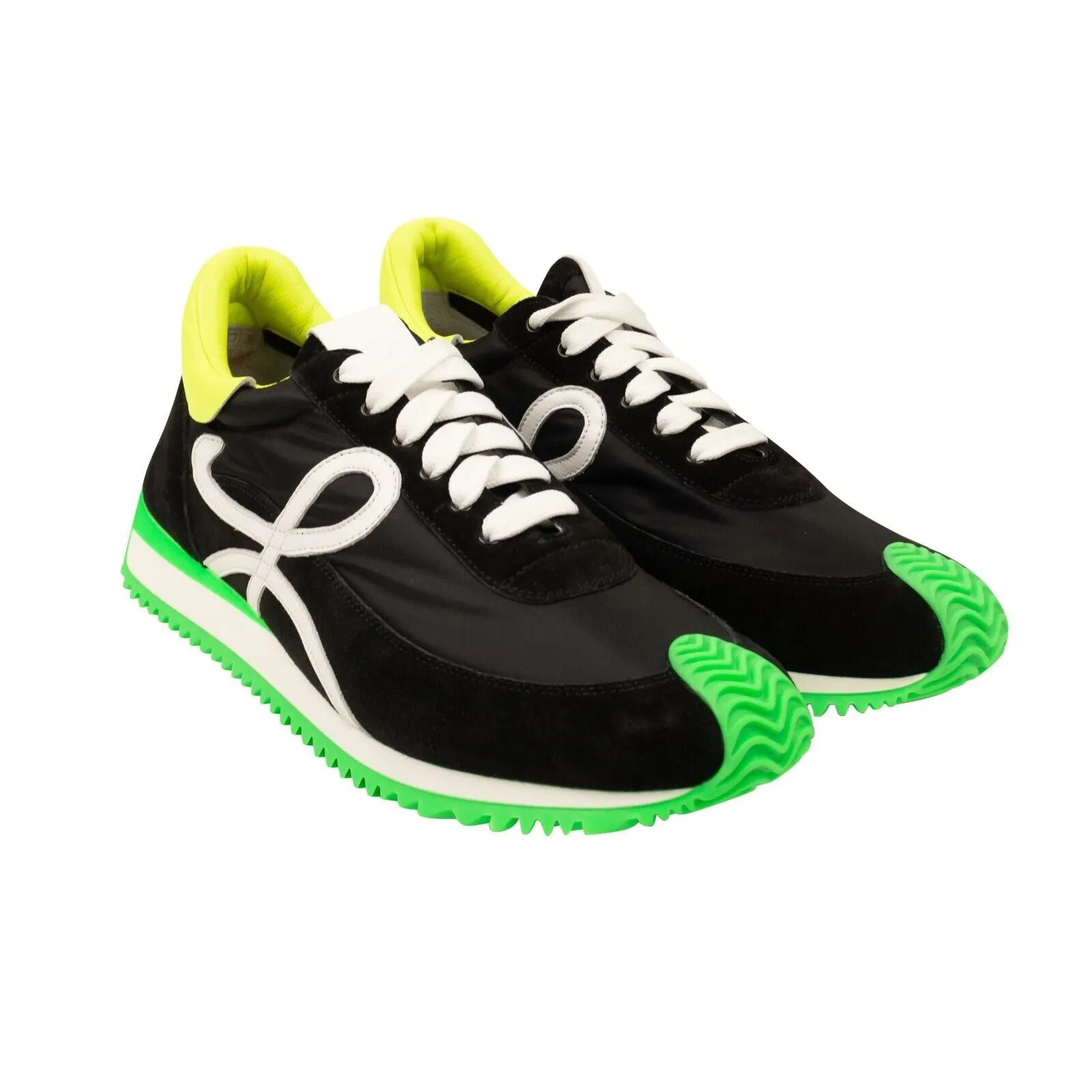 Black And Multi Flow Runner Lace Up Sneakers
