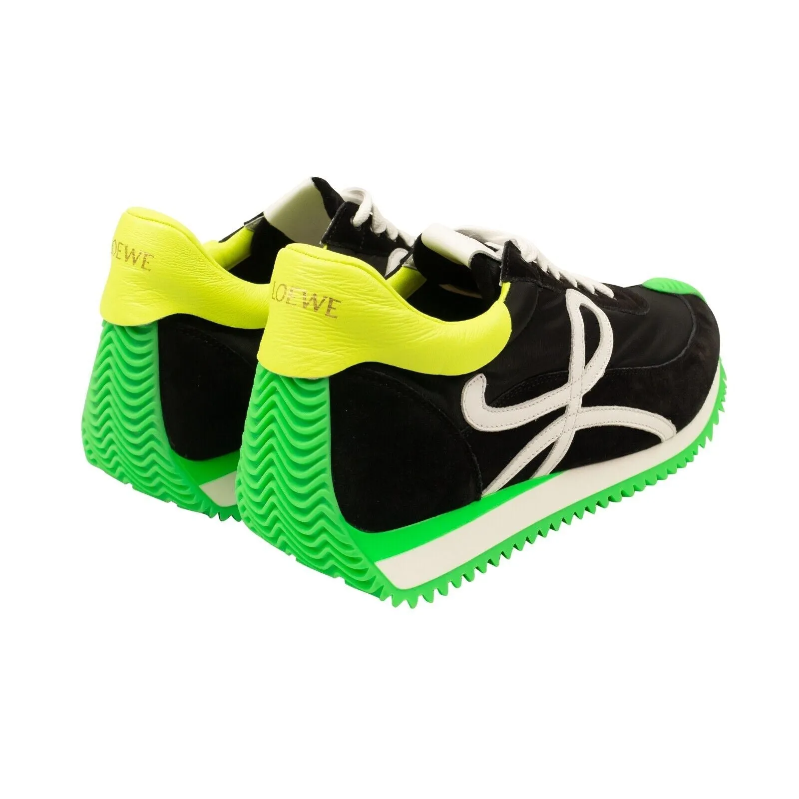Black And Multi Flow Runner Lace Up Sneakers