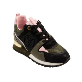 Black, Green And Pink Run Away Sneakers