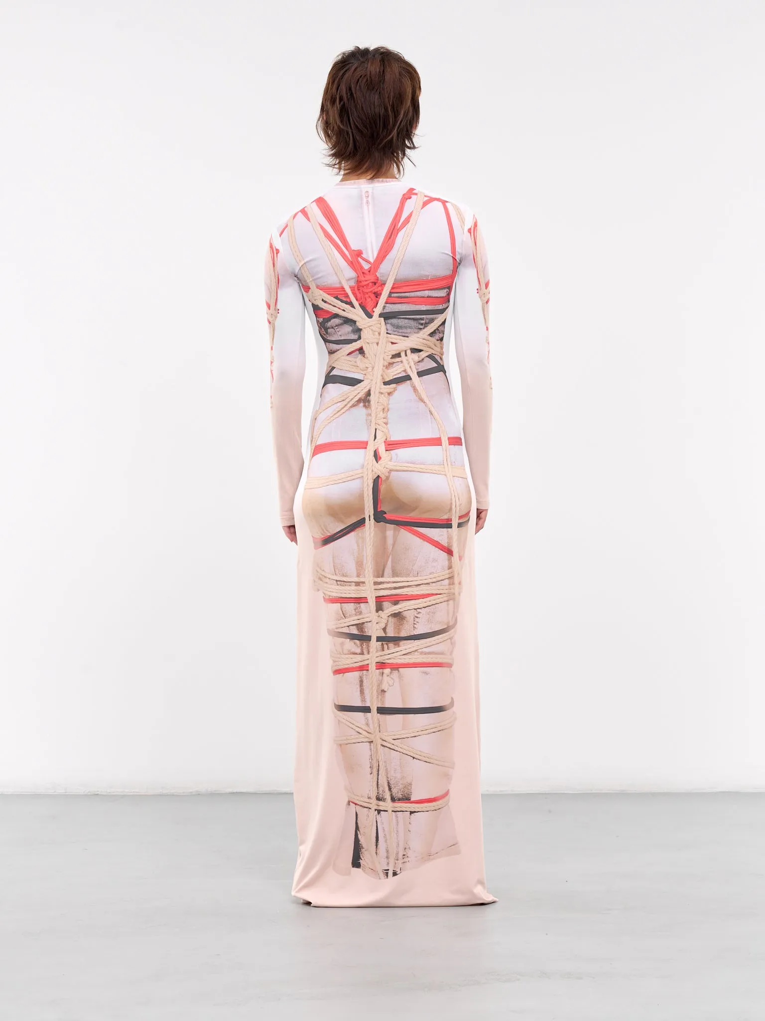 Bondage Print Dress (104DR006-J104-BEIGE-WHITE)