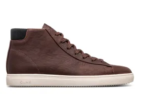 CLAE Bradley Mid Cocoa Oiled Leather Sneakers