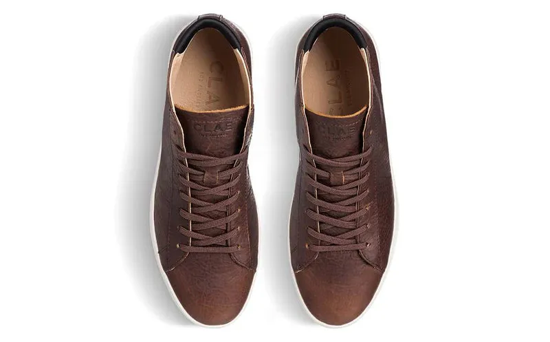CLAE Bradley Mid Cocoa Oiled Leather Sneakers