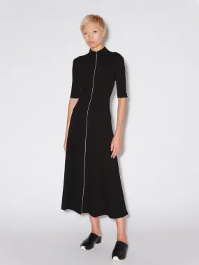 CONTRAST STITCH MOCK NECK DRESS