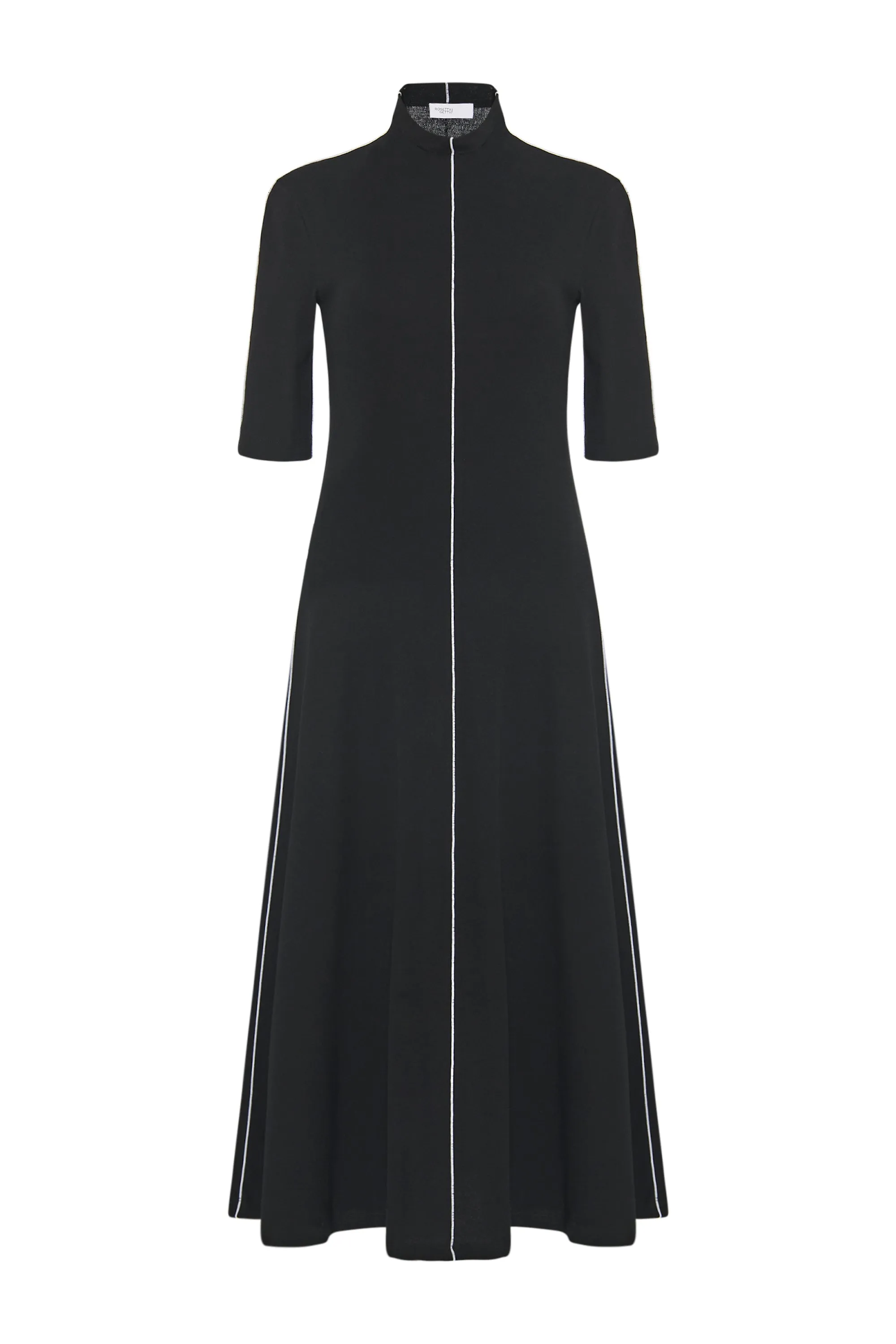 CONTRAST STITCH MOCK NECK DRESS
