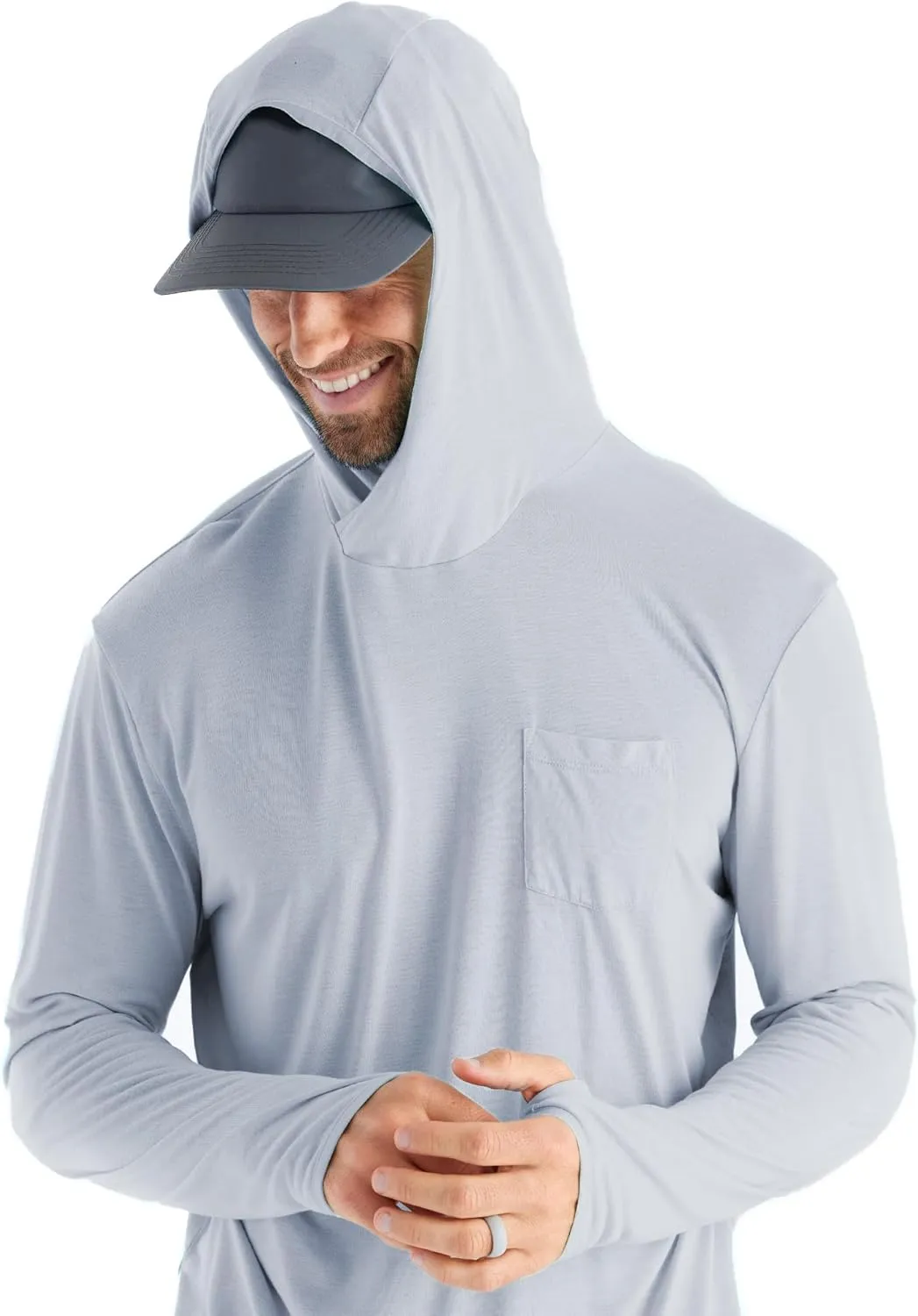 Free Fly Men's Lightweight Hoodie - UPF 20  Sun Protection Moisture Wicking, Breathable Bamboo Viscose Outdoor Shirt for Men