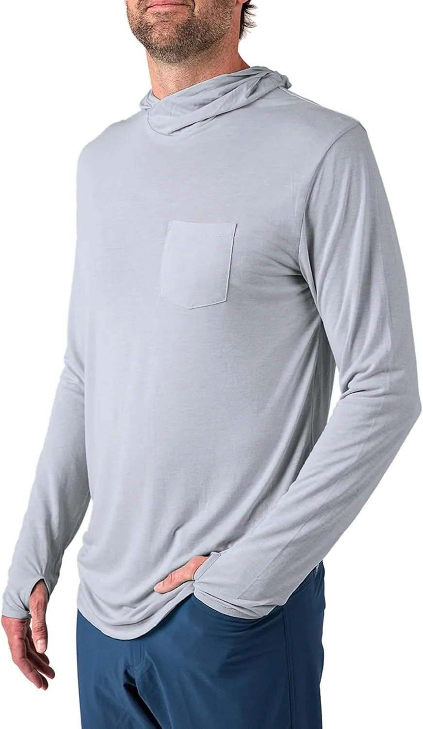 Free Fly Men's Lightweight Hoodie - UPF 20  Sun Protection Moisture Wicking, Breathable Bamboo Viscose Outdoor Shirt for Men