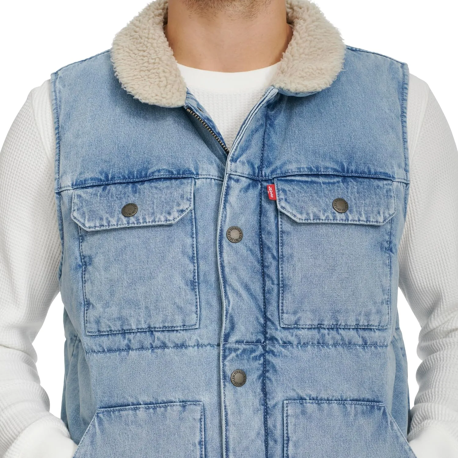 Levi's Men's Mixed Media Quilted Puffer Jacket with Sherpa Lined Collar (Regular and Big & Tall Sizes)