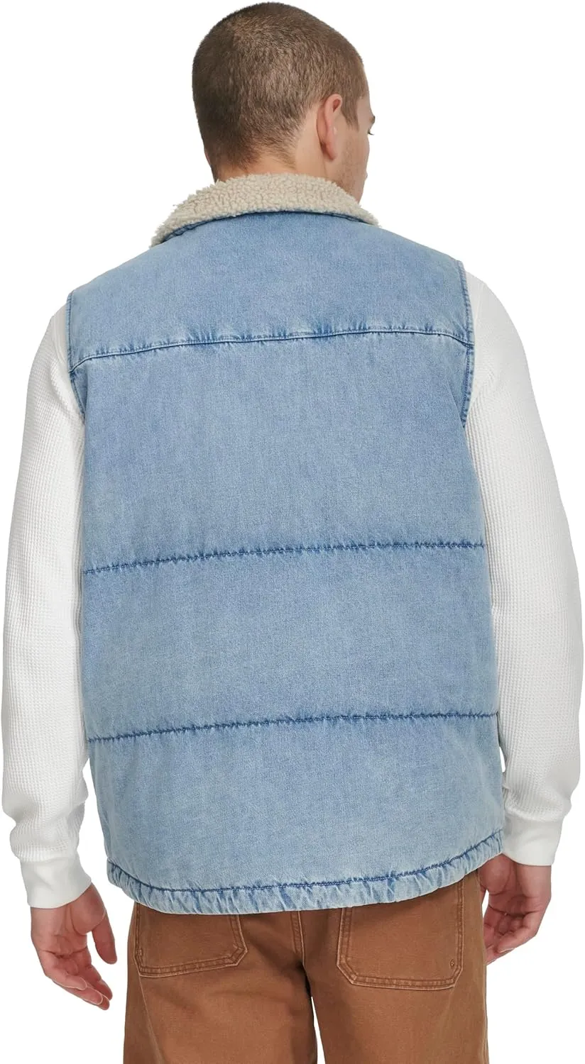 Levi's Men's Mixed Media Quilted Puffer Jacket with Sherpa Lined Collar (Regular and Big & Tall Sizes)