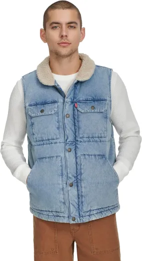 Levi's Men's Mixed Media Quilted Puffer Jacket with Sherpa Lined Collar (Regular and Big & Tall Sizes)