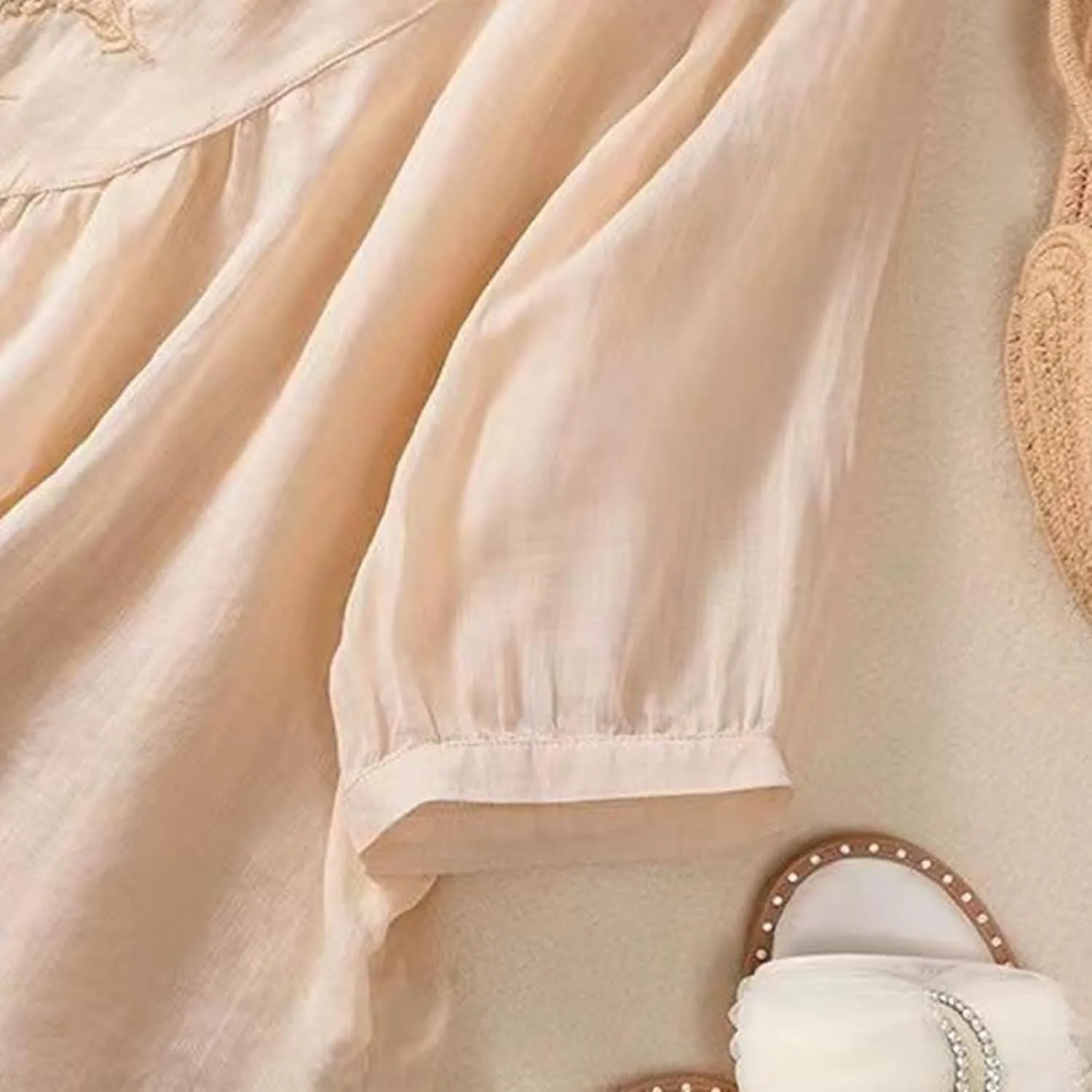 Linen Shirts for Women Crewneck Retro Blouses Boho Summer Tee Shirt Long Sleeve Loose Tunic Tops