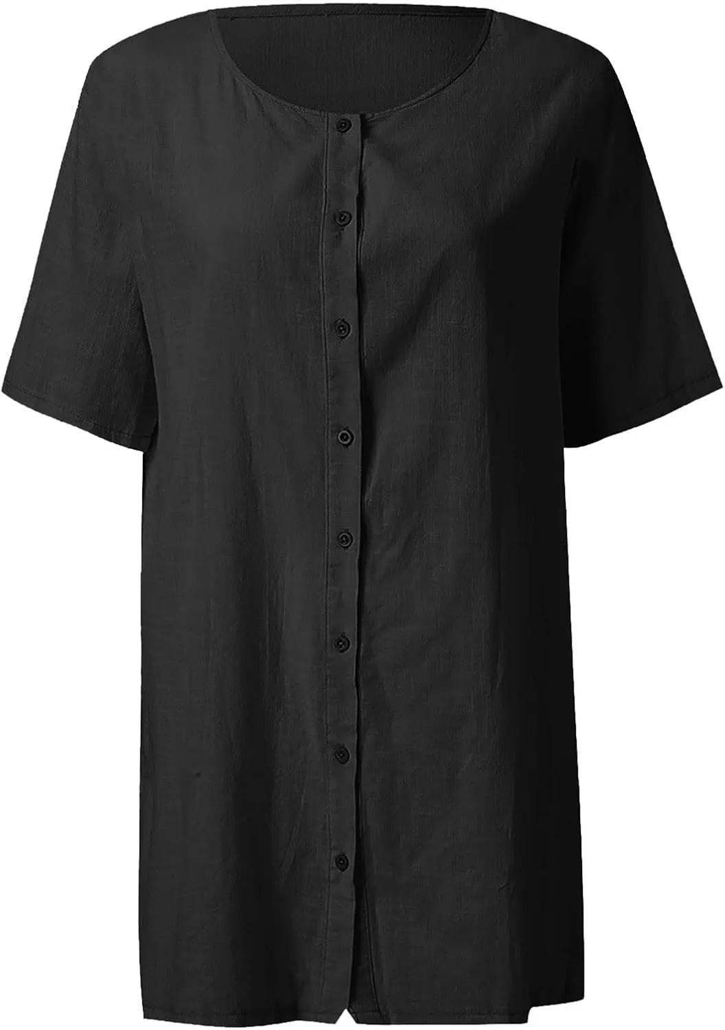 Linen Shirts for Women V Neck Button Blouses Boho Summer Tee Tops Long Sleeve Loose Shirts