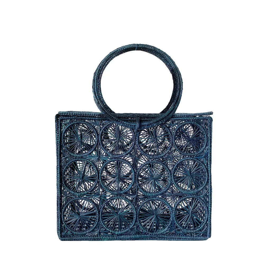 Mambo Palm Bag - Straw Bag - Hand Woven Iraca Palm Bag, Top Handle Purse