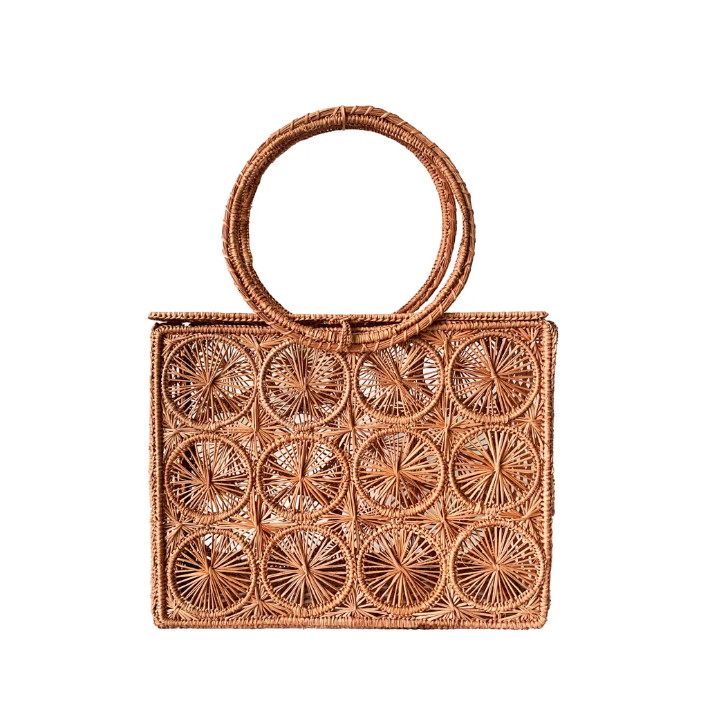 Mambo Palm Bag - Straw Bag - Hand Woven Iraca Palm Bag, Top Handle Purse
