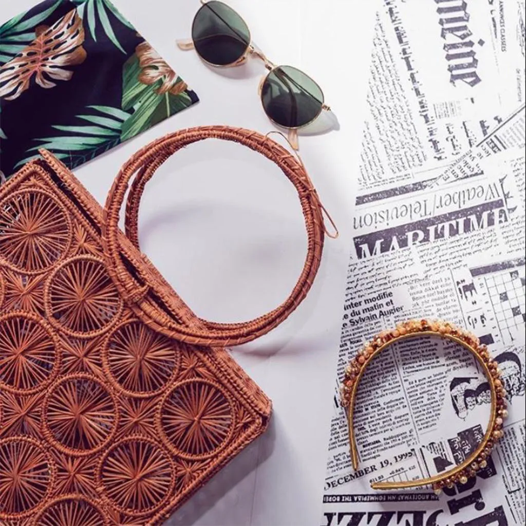 Mambo Palm Bag - Straw Bag - Hand Woven Iraca Palm Bag, Top Handle Purse