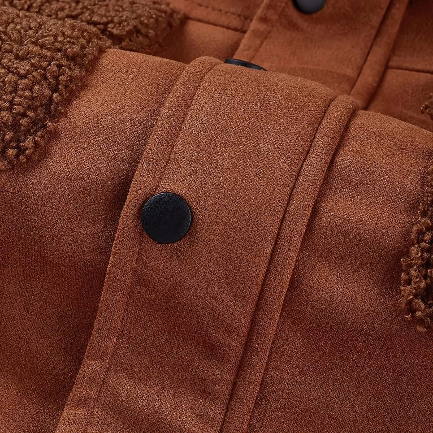 Mens Sherpa Lined Faux Suede Jacket Winter Heavyweight Zip Up Plush Reversed Collar Trucker Jacket Flight Bomber Coats