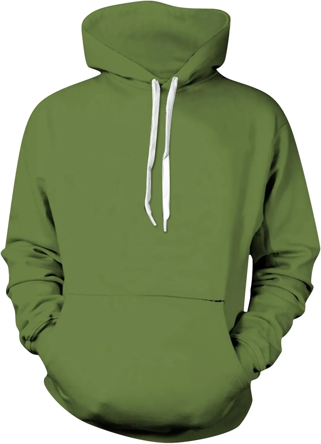 Men's Solid Color Plush Warm Hoodies Fleece Casual Pullover Pocket Autumn Winter Sweatshirt Coat