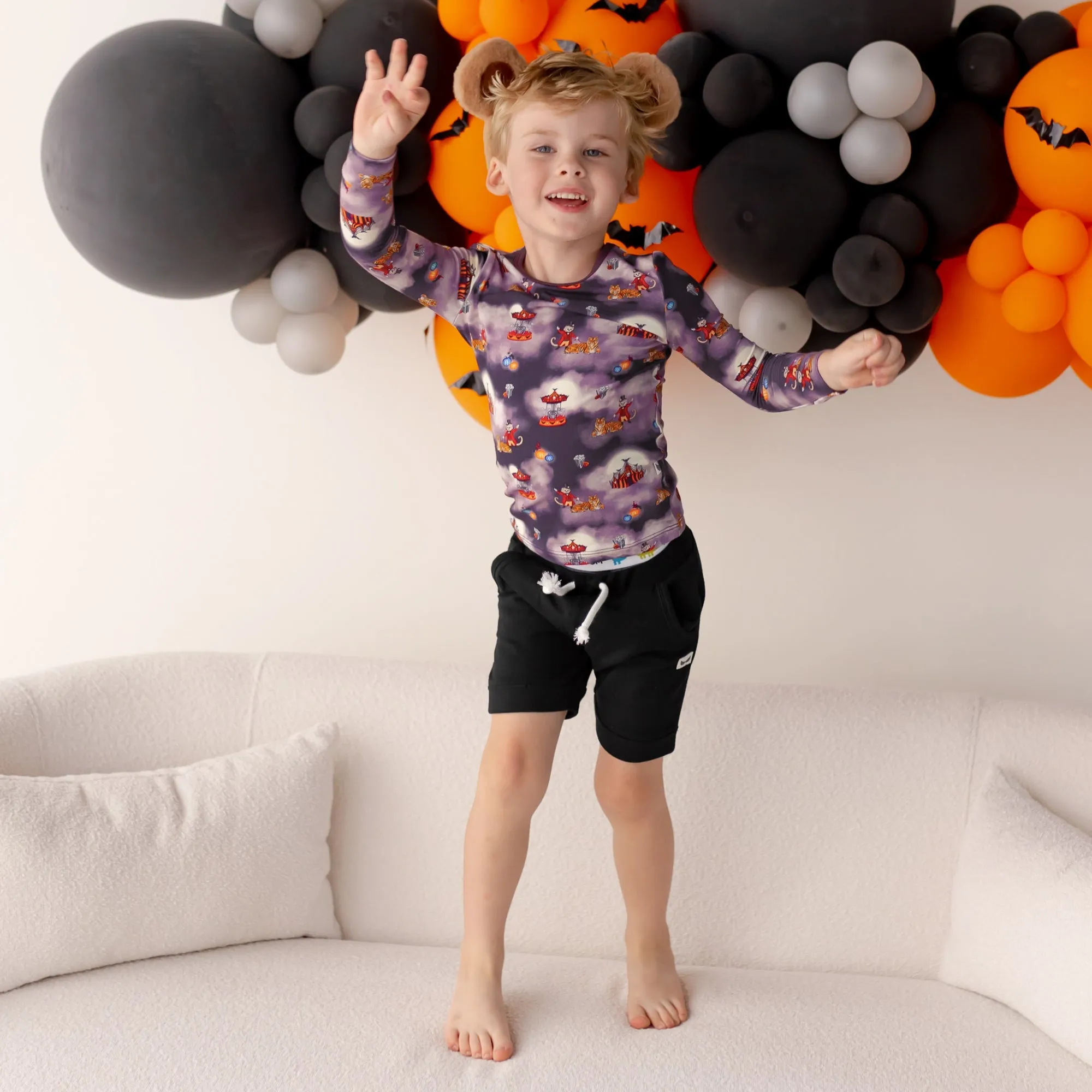 Midnight Black French Terry Kids Harem Shorts with Pockets (18M-8Y)