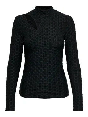 Onltenna L/s Highneck Cutout Top Bo - Zwart