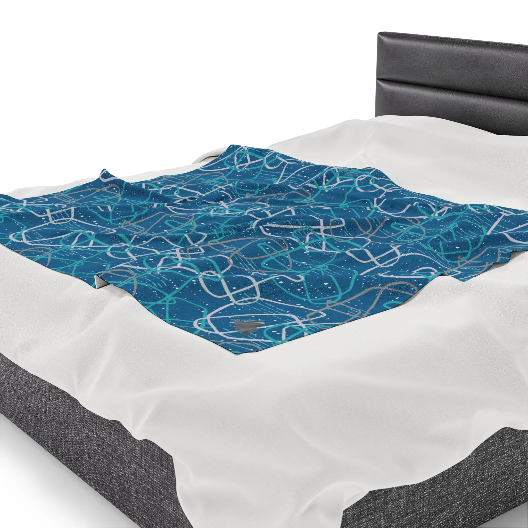 "Life's Not Linear" Graphic, UltraPlush Blanket in Dark Blue