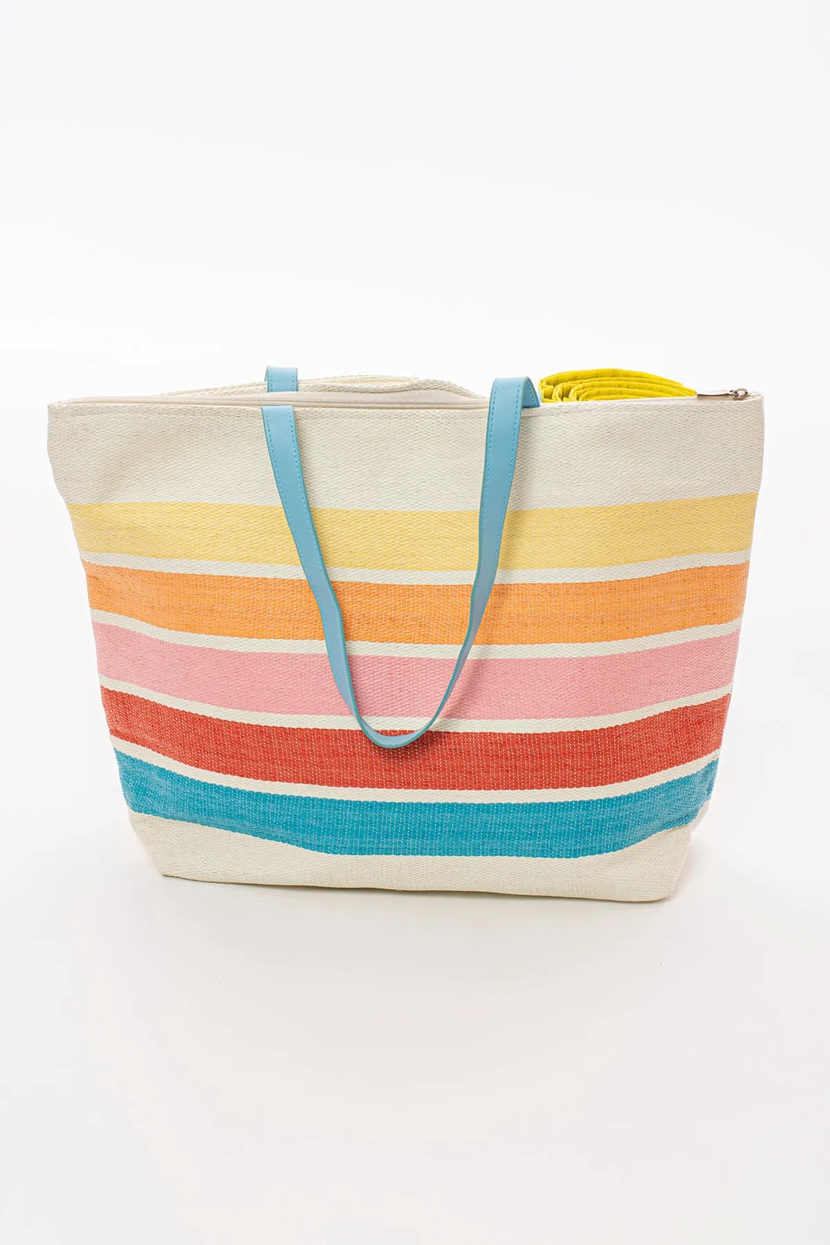 Rainbow beach bag with mat & pillow