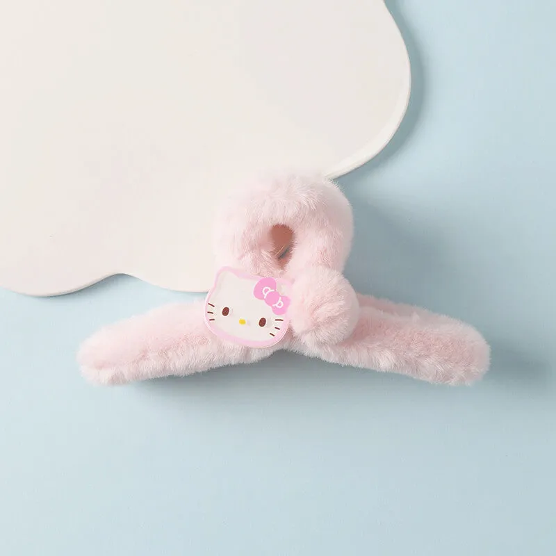 Sanrio Character Face Decor Plush Hair Claw
