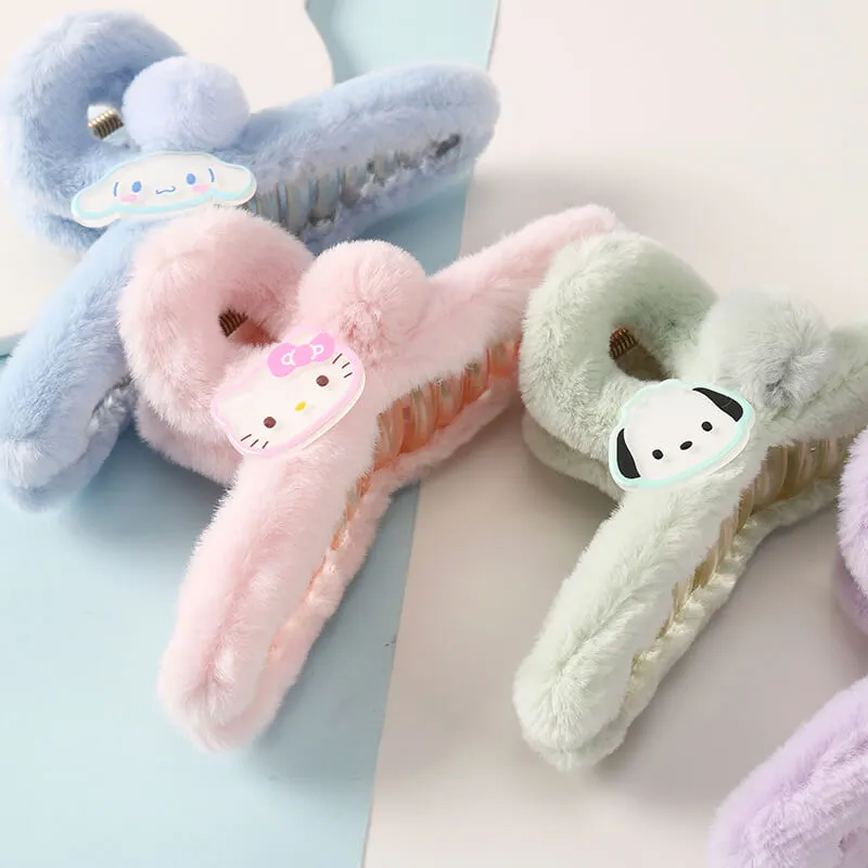 Sanrio Character Face Decor Plush Hair Claw