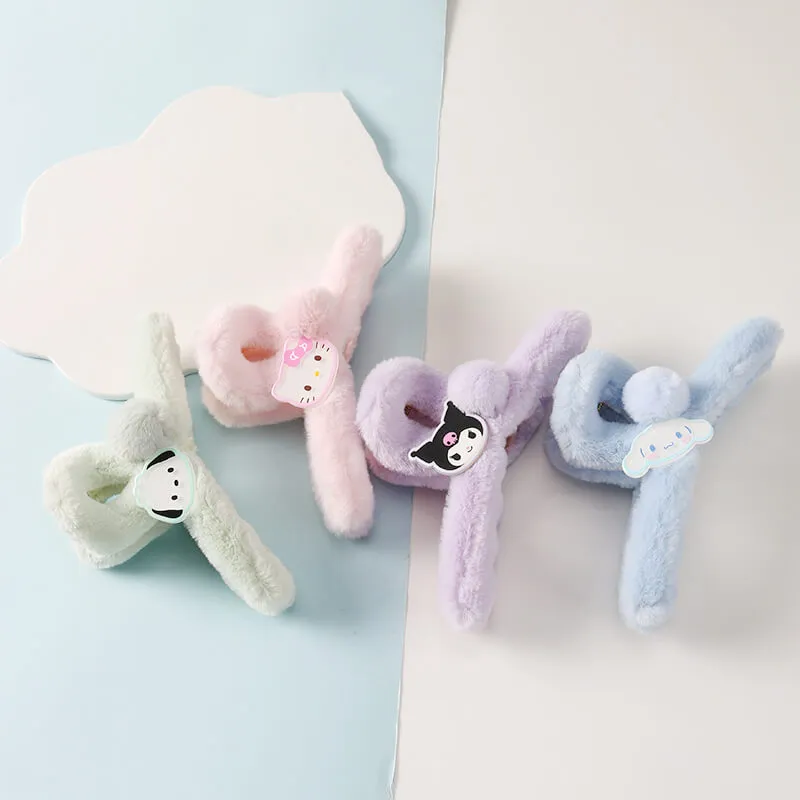 Sanrio Character Face Decor Plush Hair Claw