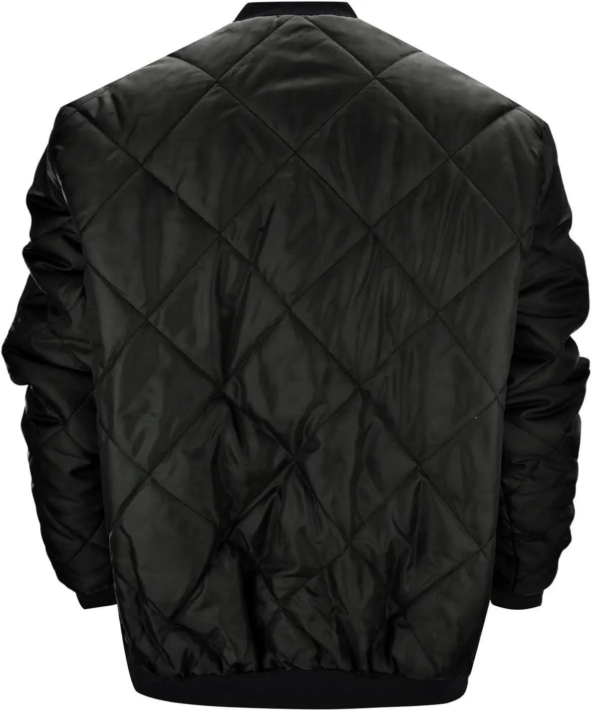 Thatrich Mens Bomber Jacket Lightweight Diamond Quilted Jacket Zip Up Puffer Coat Cropped Winter Jackets Long Sleeve Outwear