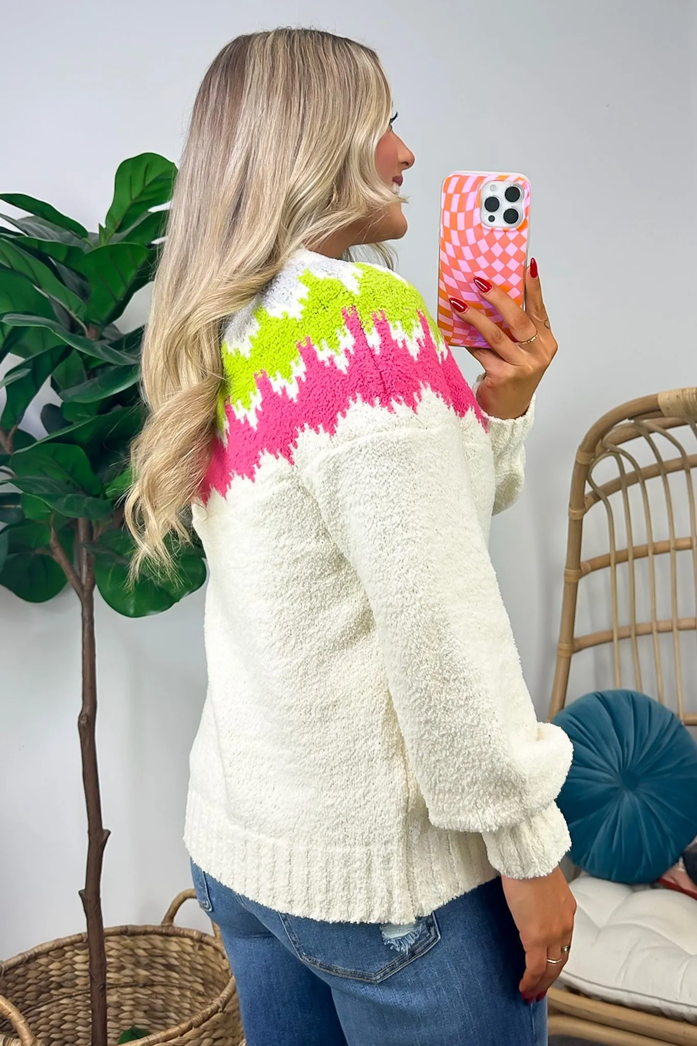 Winter Vibes Mock Neck Knit Detail Sweater - FINAL SALE