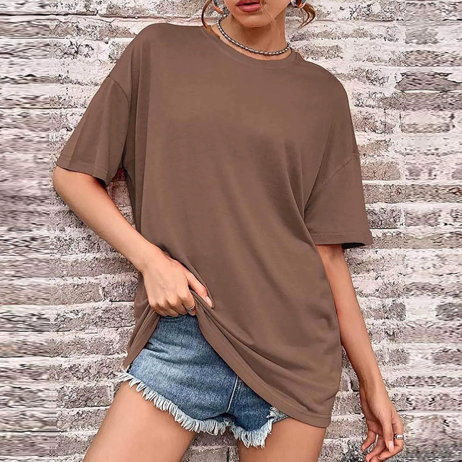 Women Oversized T Shirts Dress Loose Fit Crewneck Short Sleeve Tops Summer Casual Short Dress 2025 Y2K Basic Fashion Sundress