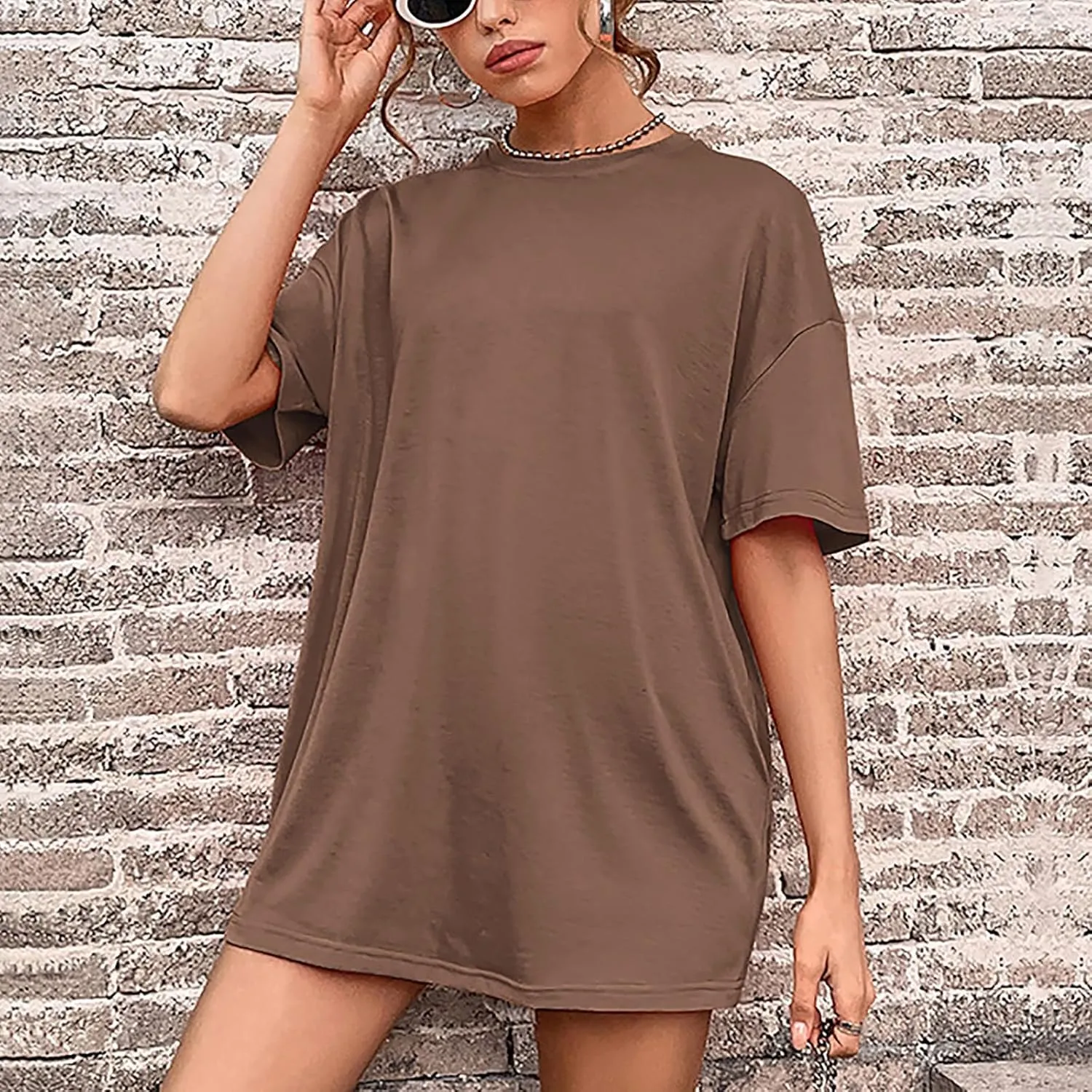 Women Oversized T Shirts Dress Loose Fit Crewneck Short Sleeve Tops Summer Casual Short Dress 2025 Y2K Basic Fashion Sundress