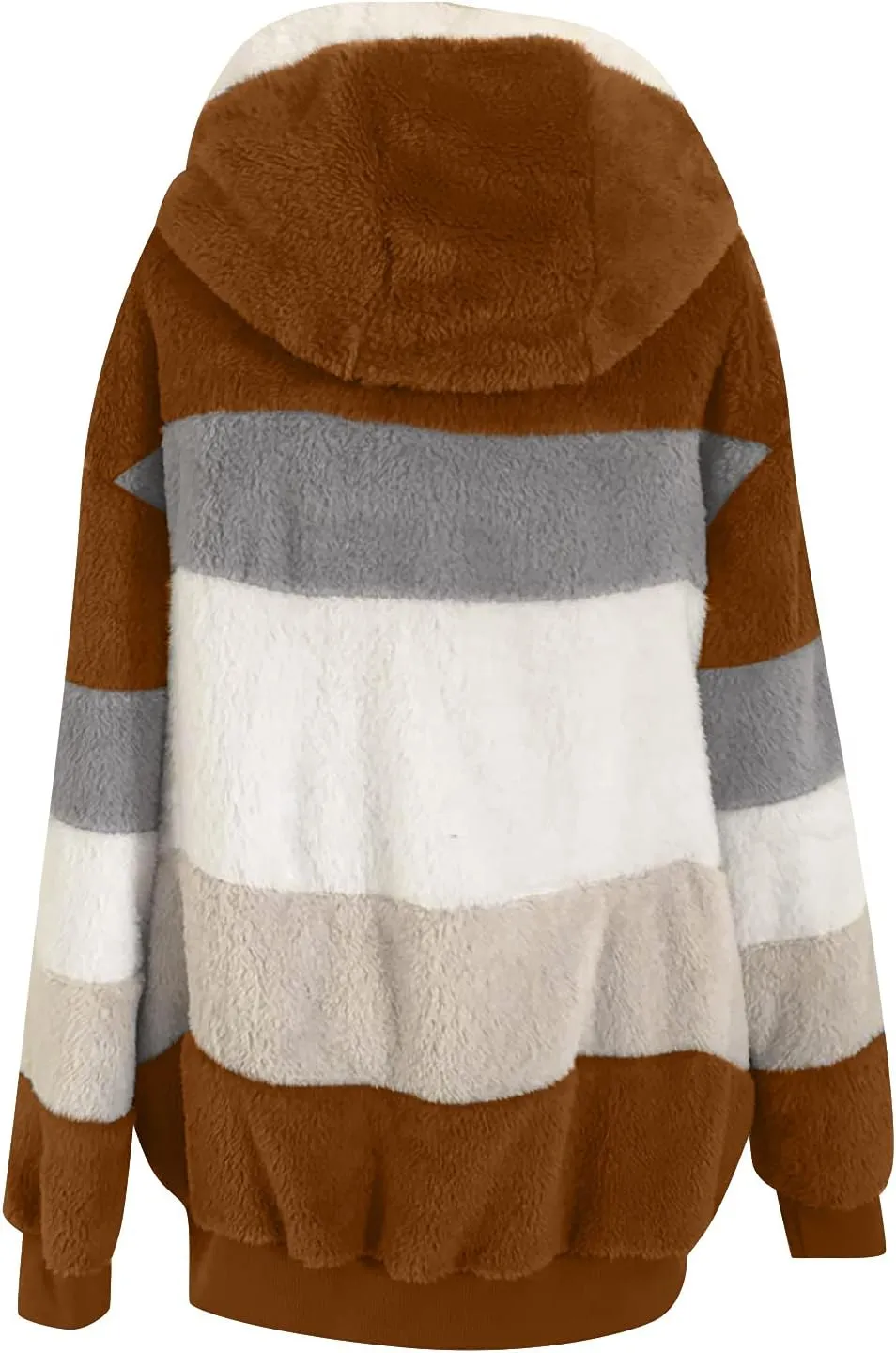 Women's Fleece Hooded Coat Loose Plus Size Zipper Winter Warm Long Sleeve Plush Hoodies Jacket Cardigan Sweaters