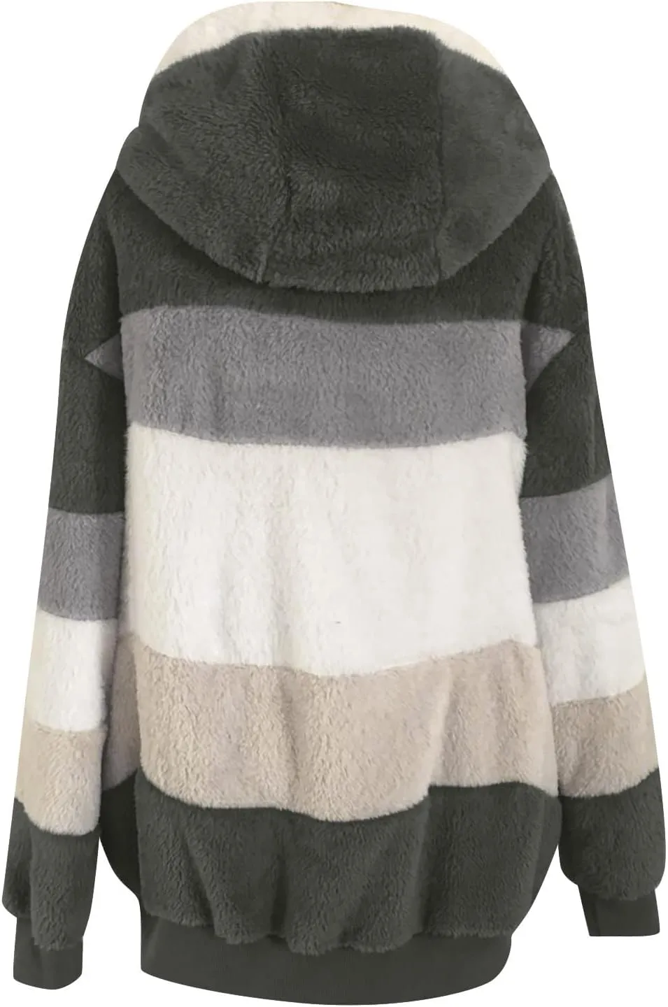 Women's Fleece Hooded Coat Loose Plus Size Zipper Winter Warm Long Sleeve Plush Hoodies Jacket Cardigan Sweaters