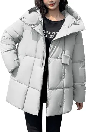 Women's Winter Down Jacket Long Quilted Puffer Coat Warm Zipper Hooded Slim Fit Outerwear Winter Long Coat Jacket
