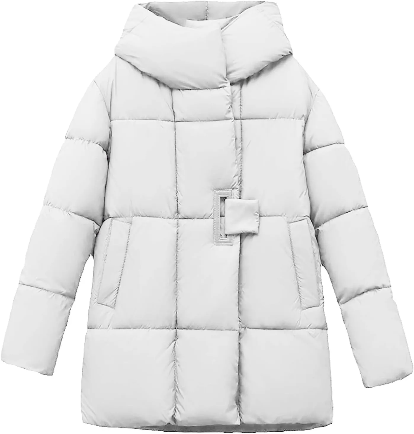 Women's Winter Down Jacket Long Quilted Puffer Coat Warm Zipper Hooded Slim Fit Outerwear Winter Long Coat Jacket